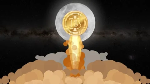 Bitcoin Rocket Launch to the Moon Stock Footage 304866826