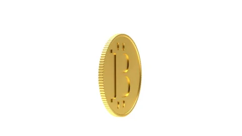 Bitcoin rotates an alpha channel in 3D animation. 4K Stock Footage 152291919