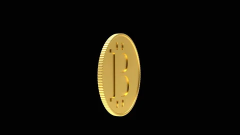 Bitcoin rotates on a black in 3D animation. 4K Stock Footage 153136240