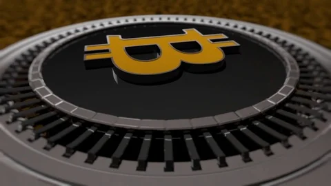 Bitcoin Rotates On Disk Stock Footage 83587191