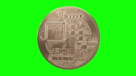Bitcoin rotating on green screen background 3d Видео 310606694