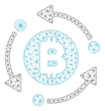 Bitcoin Rotation Arrows Vector Mesh Wire Frame Model Illustrazione stock
