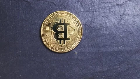 Bitcoin rotation close up top view Stock Footage 147013955
