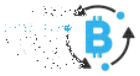 Bitcoin Rotation Dissolving Pixel Icon Illustrazione stock