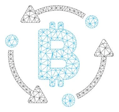 Bitcoin Rotation Vector Mesh Wire Frame Model 스톡 일러스트