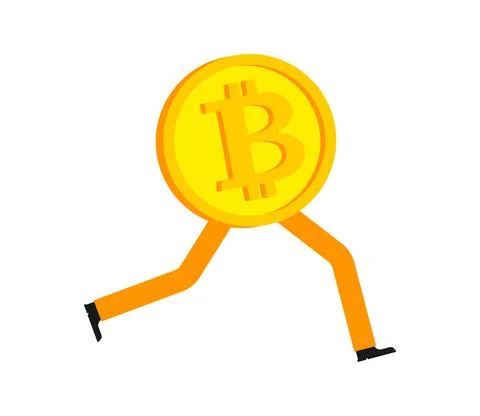 Bitcoin is running. Concept Increase in value of cryptocurrencies. Electronic 스톡 일러스트
