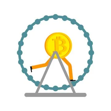 Bitcoin is running. Concept Increase in value of cryptocurrencies. Electronic 스톡 일러스트