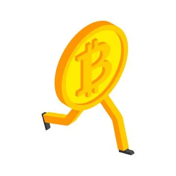 Bitcoin is running. Concept Increase in value of cryptocurrencies. Electronic 스톡 일러스트
