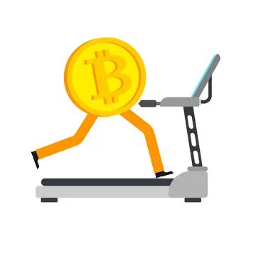 Bitcoin is running. Concept Increase in value of cryptocurrencies. Electronic 스톡 일러스트