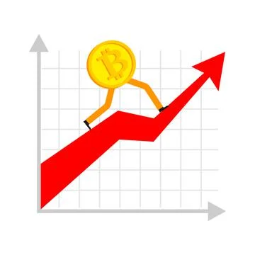 Bitcoin is running. Concept Increase in value of cryptocurrencies. Electronic 스톡 일러스트