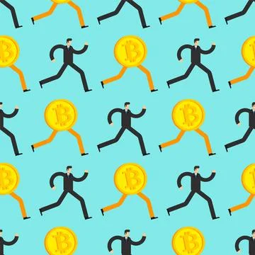 Bitcoin is running pattern seamless. Concept Increase in value of cryptocurre Stock Illustration