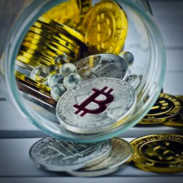 Bitcoin savings concept Stock Photos