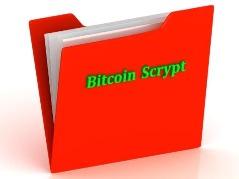 Bitcoin Scrypt - bright green letters on a red folder on a white background Stock Illustration