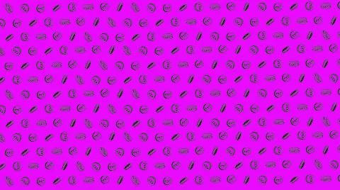 Bitcoin seamless violet coins pattern with hand drawn doodle icons on color b Illustrazione stock