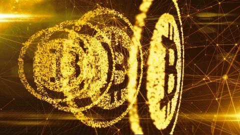Bitcoin Secure global financial network crypto currency blockchain encryption Illustrazione stock