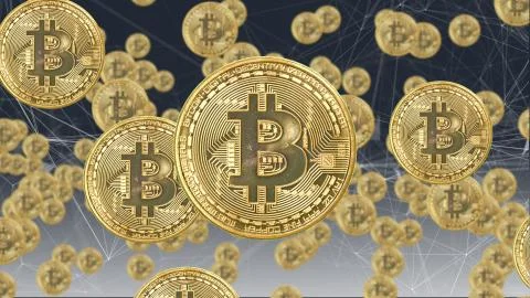 Bitcoin secure global financial network blockchain crypto currency Illustrazione stock