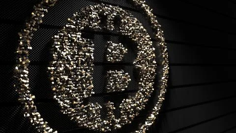 Bitcoin secure global financial network blockchain crypto currency 3d Render Stock Illustration