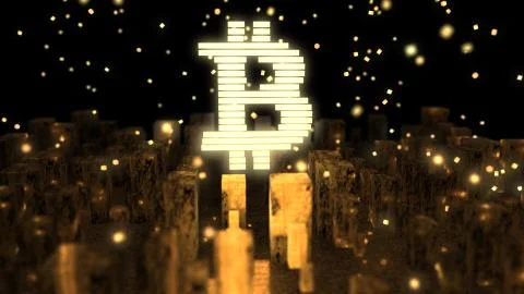 Bitcoin Secure global financial network crypto currency blockchain encryption Stock Illustration