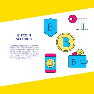 Bitcoin security banner with place for text Stock Illustration