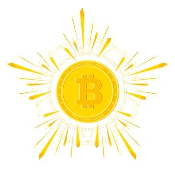 Bitcoin shine on white Stock-Illustration