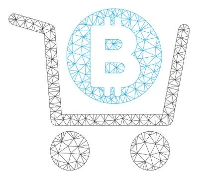 Bitcoin Shopping Cart Vector Mesh Wire Frame Model Illustrazione stock