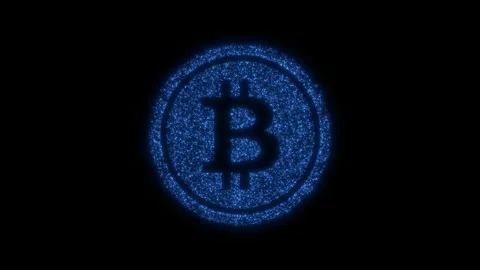 Bitcoin sign from blinking particles. Cryptocurrency, virtual money Stock Footage 132218562