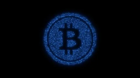 Bitcoin sign from blinking particles. Cryptocurrency, virtual money glitter.. Stock Illustration