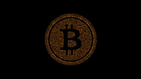Bitcoin sign from blinking particles. Cryptocurrency, virtual money glitter.. 스톡 일러스트