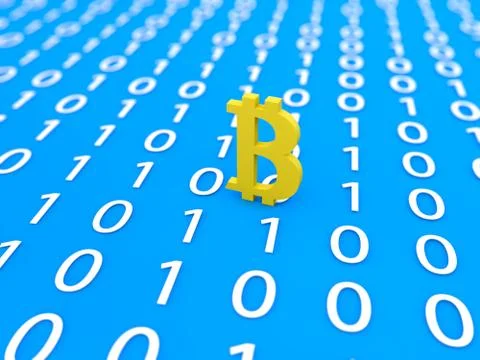 Bitcoin sign on a digital background. Stock Illustration