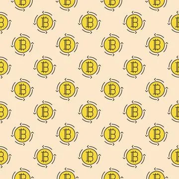 Bitcoin sign inside Arrows vector Crypto Currency round colored seamless pa.. Illustration