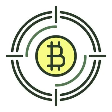 Bitcoin sign inside Target vector Crypto Technology colored icon or design .. Stock Illustration