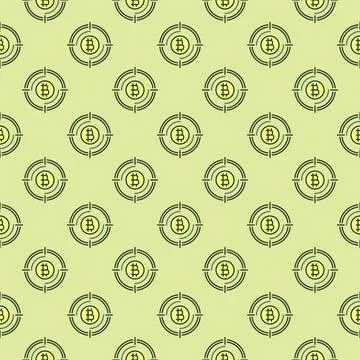 Bitcoin sign inside Target vector Crypto Technology colored seamless pattern Stock Illustration
