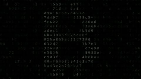 Bitcoin sign made of changing green figures on a black computer screen Stock Footage 83008487