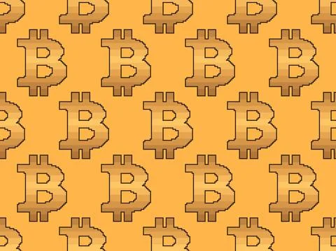 Bitcoin sign seamless pattern in pixel art style. 8-bit Bitcoin sign from pix イラスト素材