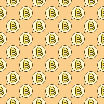 Bitcoin sign in Speech Bubble vector Cryptocurrency colored seamless pattern Stock Illustration