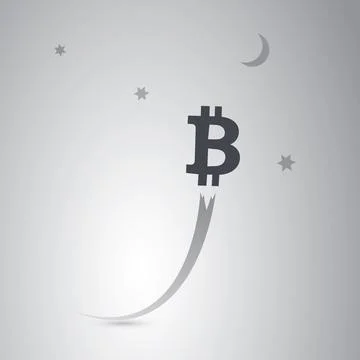 Bitcoin Sign Taking Off - Bit Coin's Rate Is Rising High Up in the Sky, Eco.. Ilustração Stock