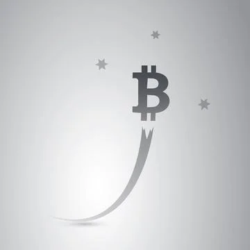 Bitcoin Sign Taking Off - Bit Coin's Rate Is Rising High Up in the Sky, Eco.. Ilustração Stock