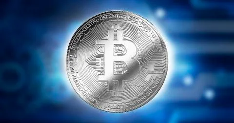 Bitcoin silver Cryptocurrency Digital Bit Business concept, Innovation Computer Stock Illustration