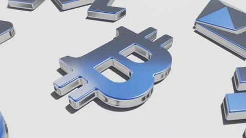 Bitcoin silver symbol Stock Illustration