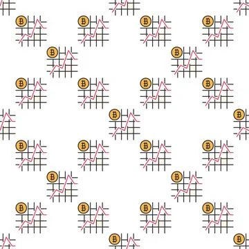 Bitcoin simple Chart vector BTC Investment colored seamless pattern 스톡 일러스트