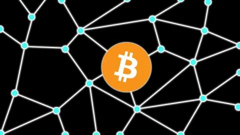 Bitcoin Simple Cryptocurrency Network Concept Black Background Stock Illustration