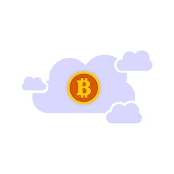 Bitcoin Sky Cloud Server Vector Illustration Graphic Stock Illustration