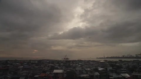 Bitcoin slum in third world county at sundown Stock Footage 145939551