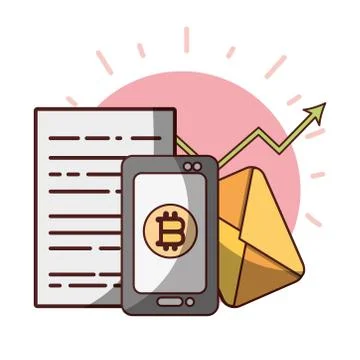 Bitcoin smartphone uptrend trade application cryptocurrency digital money Stockillustratie