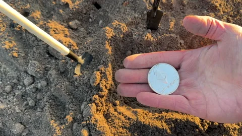Bitcoin in soil after extraction. Сryptocurrency trading exchange. Stock Footage 269903650