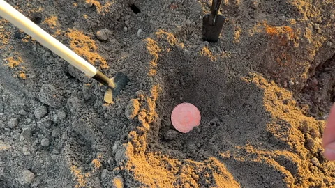 Bitcoin in soil after extraction. Сryptocurrency trading exchange. Stock Footage 269903748