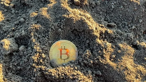 Bitcoin in soil in extraction. Ethereum, ETH coins mining in ground Stock-Footage 269902629