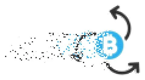 Bitcoin Source Swirl Fractured Pixel Icon Illustrazione stock