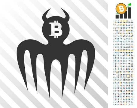 Bitcoin Spectre Devil Flat Icon with Bonus 스톡 일러스트