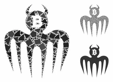 Bitcoin spectre devil Mosaic Icon of Unequal Parts 스톡 일러스트